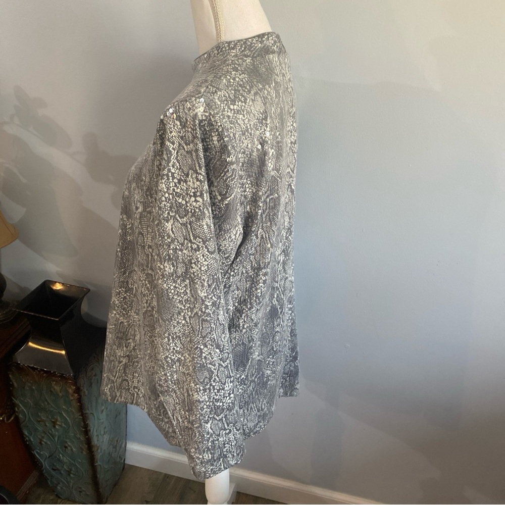 Chicos Size 2 Python Sequin Mock Neck Top - image 6